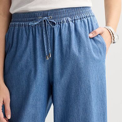 Women's Croft & Barrow Midrise Elastic Waist Wide Leg Pants