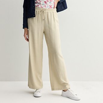 Women's Croft & Barrow Midrise Elastic Waist Wide Leg Pants