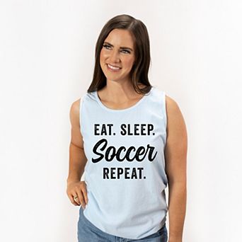 Simply Sage Market Eat Sleep Soccer Repeat Garment Dyed Tank