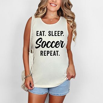 Simply Sage Market Eat Sleep Soccer Repeat Garment Dyed Tank