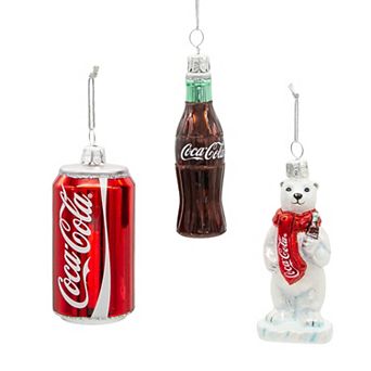 Kurt Adler 3 pc Glass Coke Mini Ornament Set