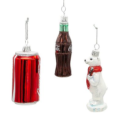 Kurt Adler 3-pc. Glass Coke Mini Ornament Set