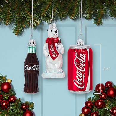 Kurt Adler 3-pc. Glass Coke Mini Ornament Set