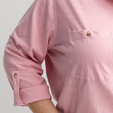 Plus Size Sonoma Goods For Life® Button Through Knit Shirt