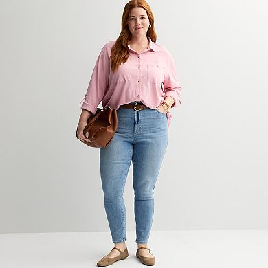 Plus Size Sonoma Goods For Life® Button Through Knit Shirt