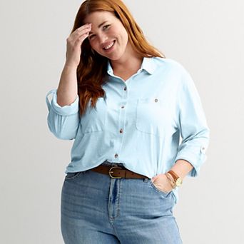 Plus Size Sonoma Goods For Life ® Button Through Knit Shirt