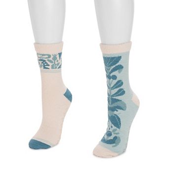 Women's MUK LUKS 2-Pair Cozy Compression Gripper Socks