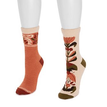 Women's MUK LUKS 2-Pair Cozy Compression Gripper Socks