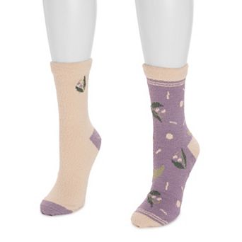 Women's MUK LUKS 2-Pair Cozy Compression Gripper Socks