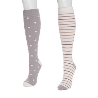Women's MUK LUKS 2-Pair Tall Compression Cozy Socks
