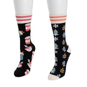 Women's MUK LUKS Novelty Cozy Lounge Socks 2 pk