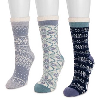 Women's MUK LUKS 3-Pair Tall Cozy Lined Lounge Socks