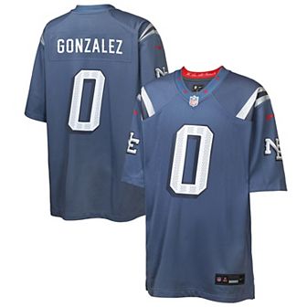 Youth Nike Christian Gonzalez Storm Blue New England Patriots 2025 Rivalries Collection Game Jersey