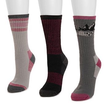 Women's MUK LUKS Hiking Heat Retainer Crew Sock 3 pk