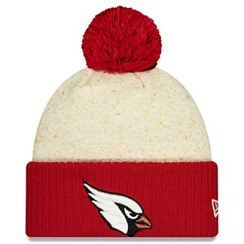 Men's New Era Natural/Cardinal Arizona Cardinals 2025 Rivalries Collection Sideline Cuffed Knit Hat with Pom