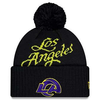 Men's New Era Midnight Blue Los Angeles Rams 2025 Rivalries Collection Sideline Cuffed Knit Hat with Pom