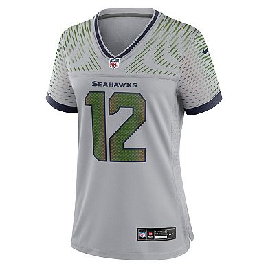 Women's Nike 12s Wolf Gray Seattle Seahawks 2025 Rivalries Collection Game Jersey