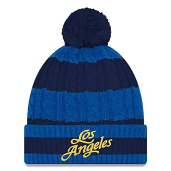Women's New Era��Midnight Blue Los Angeles Rams 2025 Rivalries Collection Braided Cuffed Knit Hat with Pom