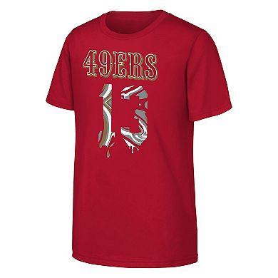 Youth Outerstuff Brock Purdy Scarlet San Francisco 49ers Mainliner Drip Player Name & Number T-Shirt