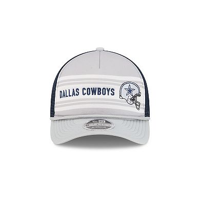 Men's New Era Silver/Navy Dallas Cowboys Linear A-Frame 9FORTY Adjustable Hat