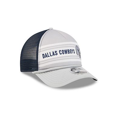 Men's New Era Silver/Navy Dallas Cowboys Linear A-Frame 9FORTY Adjustable Hat