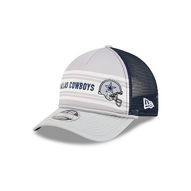 Men's New Era Silver/Navy Dallas Cowboys Linear A-Frame 9FORTY Adjustable Hat