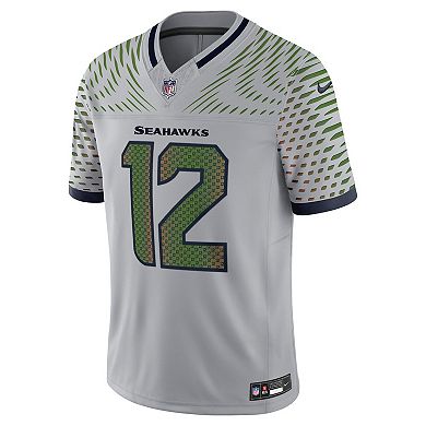 Men's Nike 12s Wolf Gray Seattle Seahawks 2025 Rivalries Collection Limited Jersey