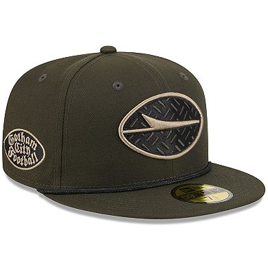 Men's New Era Gotham Green New York Jets 2025 Rivalries Collection Sideline Rope 59FIFTY Fitted Hat