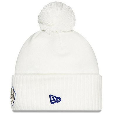 Youth New Era White Buffalo Bills 2025 Rivalries Collection Sideline Cuffed Knit Hat with Pom