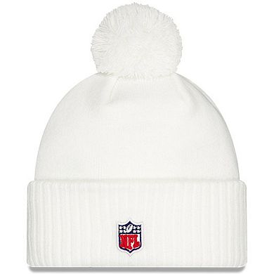 Youth New Era White Buffalo Bills 2025 Rivalries Collection Sideline Cuffed Knit Hat with Pom