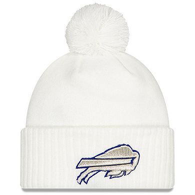Youth New Era White Buffalo Bills 2025 Rivalries Collection Sideline Cuffed Knit Hat with Pom