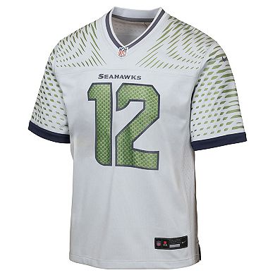 Youth Nike 12s Wolf Gray Seattle Seahawks 2025 Rivalries Collection Game Jersey