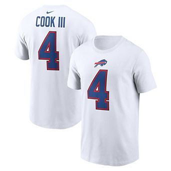 Men's Nike James Cook III White Buffalo Bills Player Name & Number T-Shirt