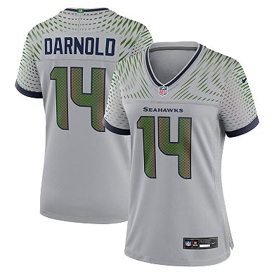 Women's Nike Sam Darnold Wolf Gray Seattle Seahawks 2025 Rivalries Collection Game Jersey