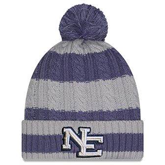 Women's New Era��Storm Blue New England Patriots 2025 Rivalries Collection Braided Cuffed Knit Hat with Pom