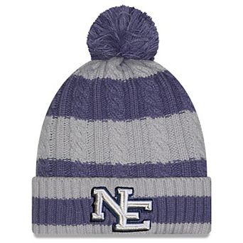 Women's New Era��Storm Blue New England Patriots 2025 Rivalries Collection Braided Cuffed Knit Hat with Pom