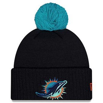 Men's New Era Pitch Blue Miami Dolphins 2025 Rivalries Collection Sideline Cuffed Knit Hat with Pom