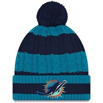 Women's New Era��Aqua Miami Dolphins 2025 Rivalries Collection Braided Cuffed Knit Hat with Pom