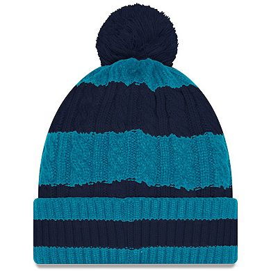 Women's New Era Aqua Miami Dolphins 2025 Rivalries Collection Braided Cuffed Knit Hat with Pom