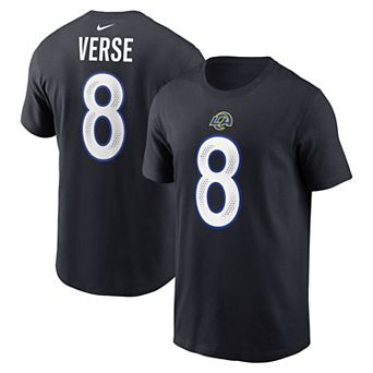 Men's Nike Jared Verse Midnight Blue Los Angeles Rams 2025 Rivalries Collection Player Name & Number T-Shirt