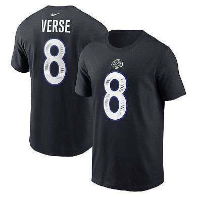 Men's Nike Jared Verse Midnight Blue Los Angeles Rams 2025 Rivalries Collection Player Name & Number T-Shirt