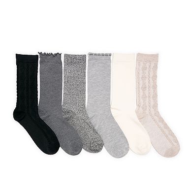 Women's MUK LUKS Whisper Soft Crew Socks 6-pk.