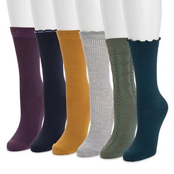 Women's MUK LUKS Whisper Soft Crew Socks 6 pk