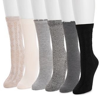 Women's MUK LUKS Whisper Soft Crew Socks 6 pk