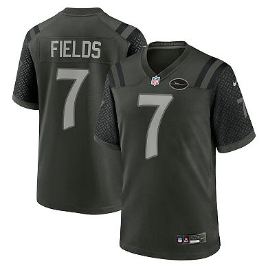 Men's Nike Justin Fields Gotham Green New York Jets 2025 Rivalries Collection Game Jersey