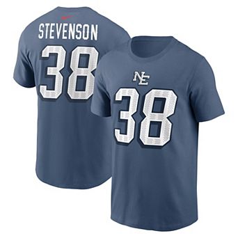 Men's Nike Rhamondre Stevenson Storm Blue New England Patriots 2025 Rivalries Collection Player Name & Number T-Shirt