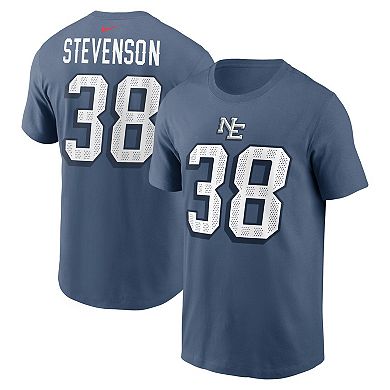 Men's Nike Rhamondre Stevenson Storm Blue New England Patriots 2025 Rivalries Collection Player Name & Number T-Shirt