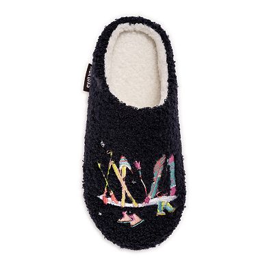 MUK LUKS Women's Novelty Embroidered Slip-On Clog Slippers
