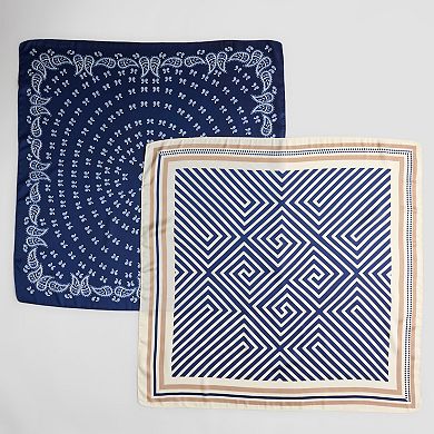 Women's LaValentina 2-Pack Labyrinth & Bandana Print Scarf Set