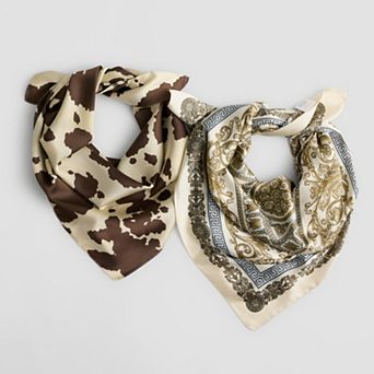 Women's LaValentina 2-Pack Cow & Paisley Print Scarf Set